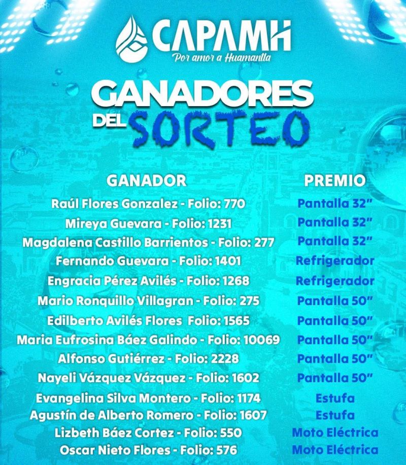 ¡¡ FELICIDADES A LOS GANADORES !!